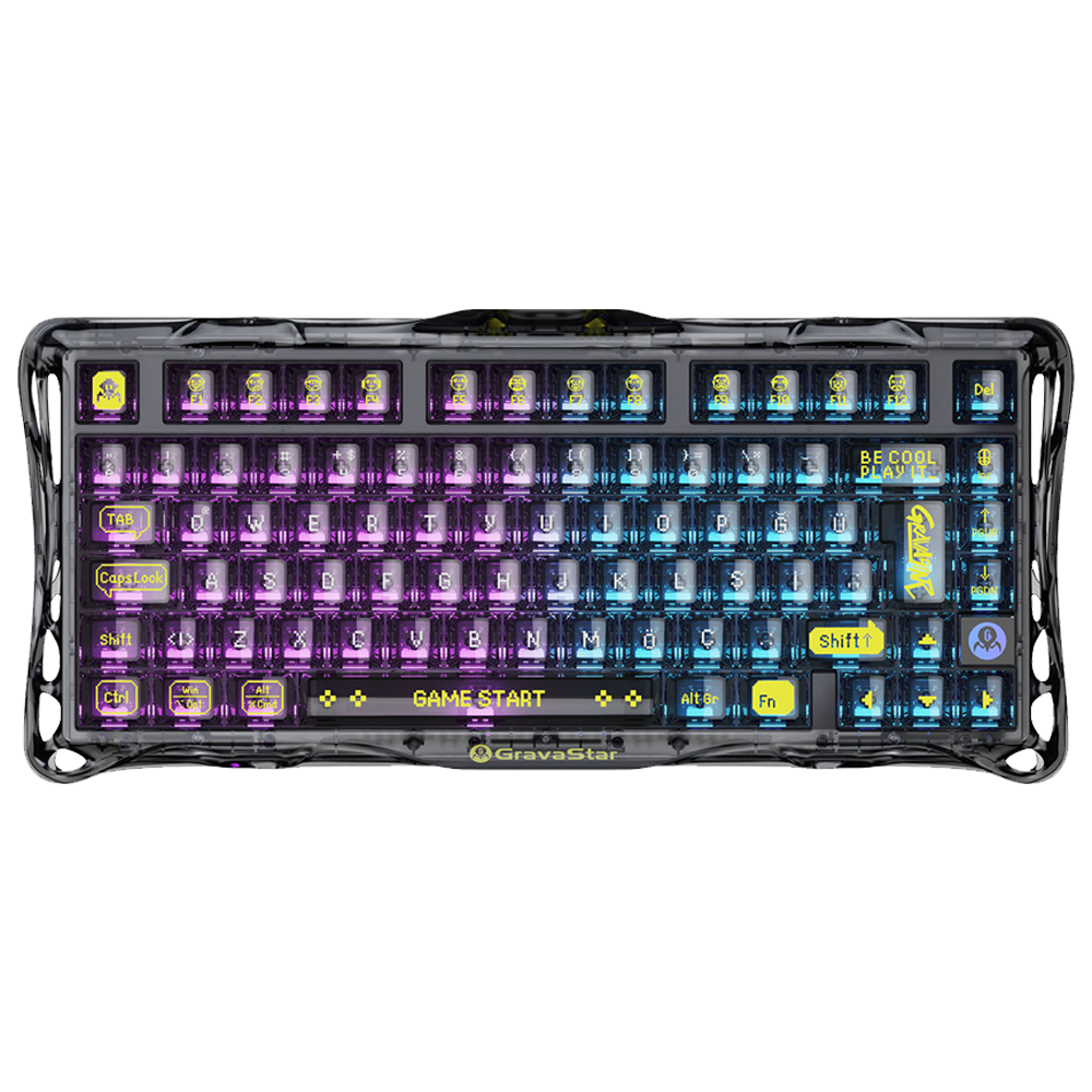 GravaStar Mercury K1 Lite RGB Linear Key Switch Türkçe Q Transparent Siyah Kablosuz Gaming Klavye