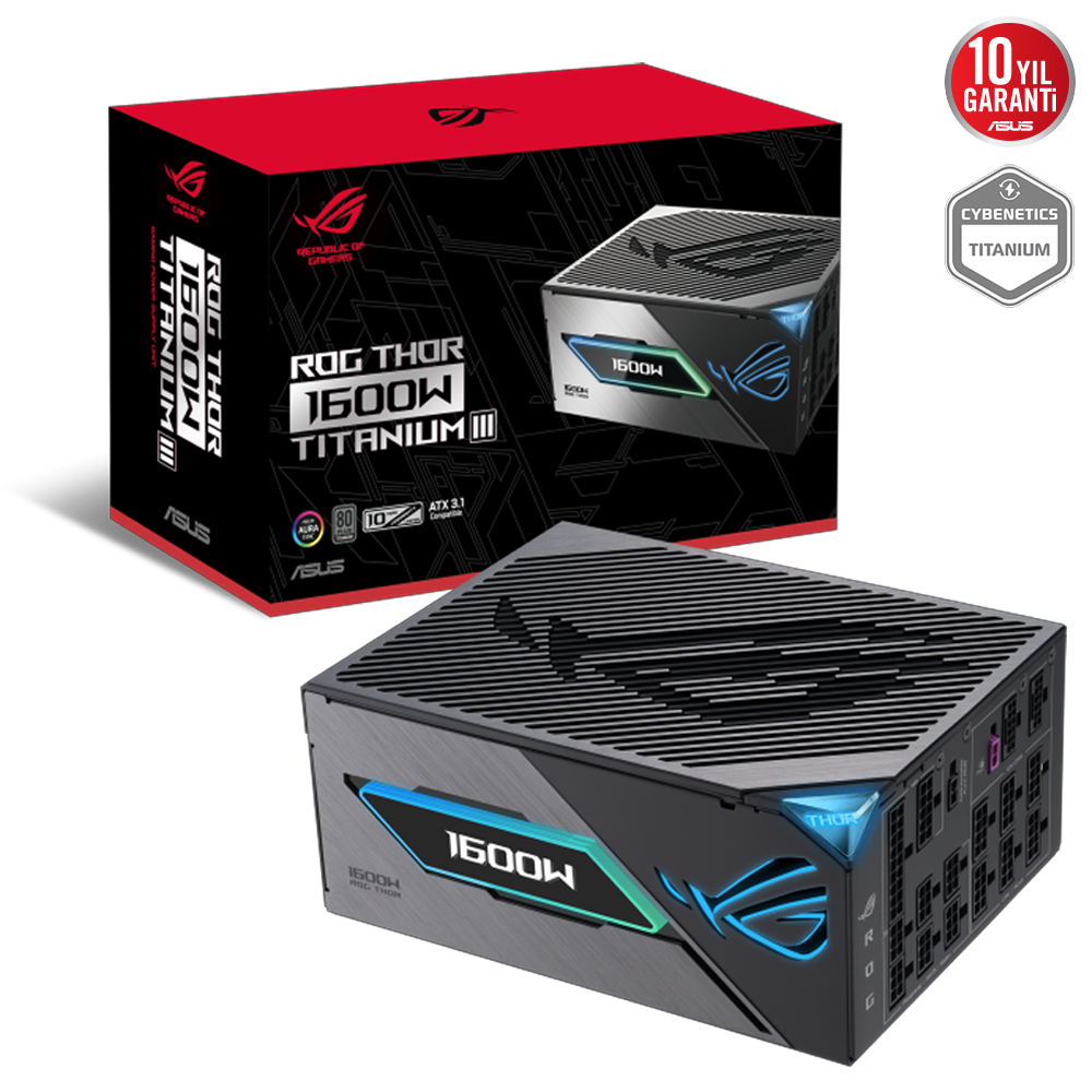 ASUS ROG THOR 1600T3 1600W 80+ Titanium ATX 3.1 Gen 5.0 Full Modüler PSU