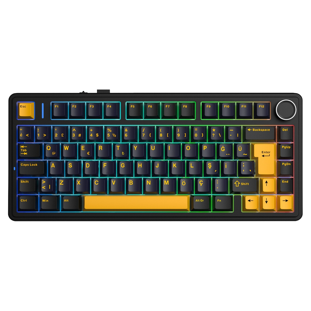 Aula F75 GrayWood V4 Switch Hot Swap RGB Siyah Kablosuz Gaming Klavye