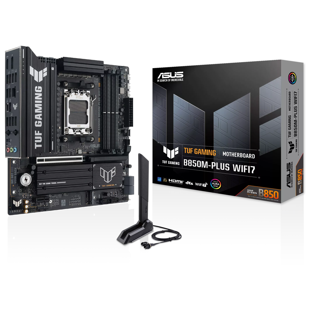 ASUS TUF GAMING B850M PLUS WIFI7 8000MHz(OC)DDR5 Soket AM5 M.2 HDMI DP mATX Anakart