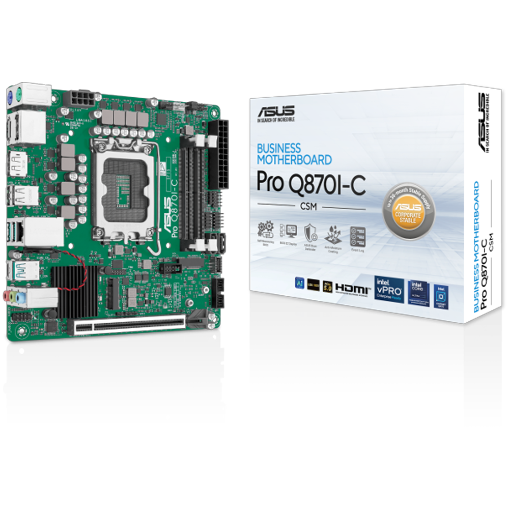 ASUS PRO Q870I-C CSM 6400MHz DDR5 Soket 1851  Type-C M.2 DP HDMI mini-ITX Anakart görsel 1