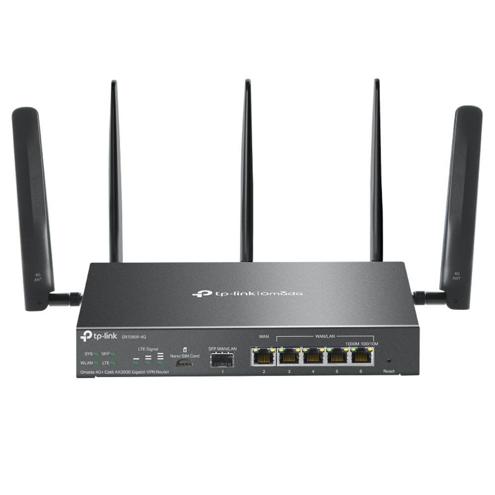 TP-LINK ER706W-4G Omada 4G+ Cat6 AX3000 Gigabit VPN Router