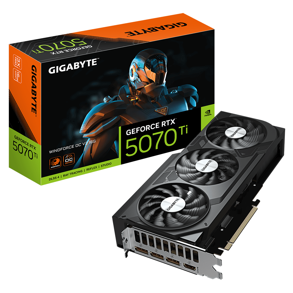 GIGABYTE GeForce RTX 5070 Ti WINDFORCE OC V2 16G GDDR7 DLSS 4 256 Bit Ekran Kartı görsel 1