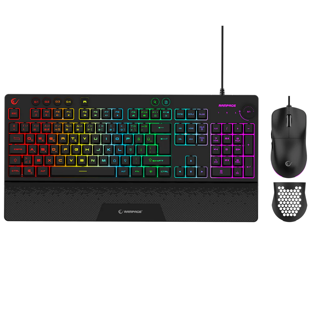 Rampage ECLIPSE RGB Türkçe Siyah Klavye Mouse Set