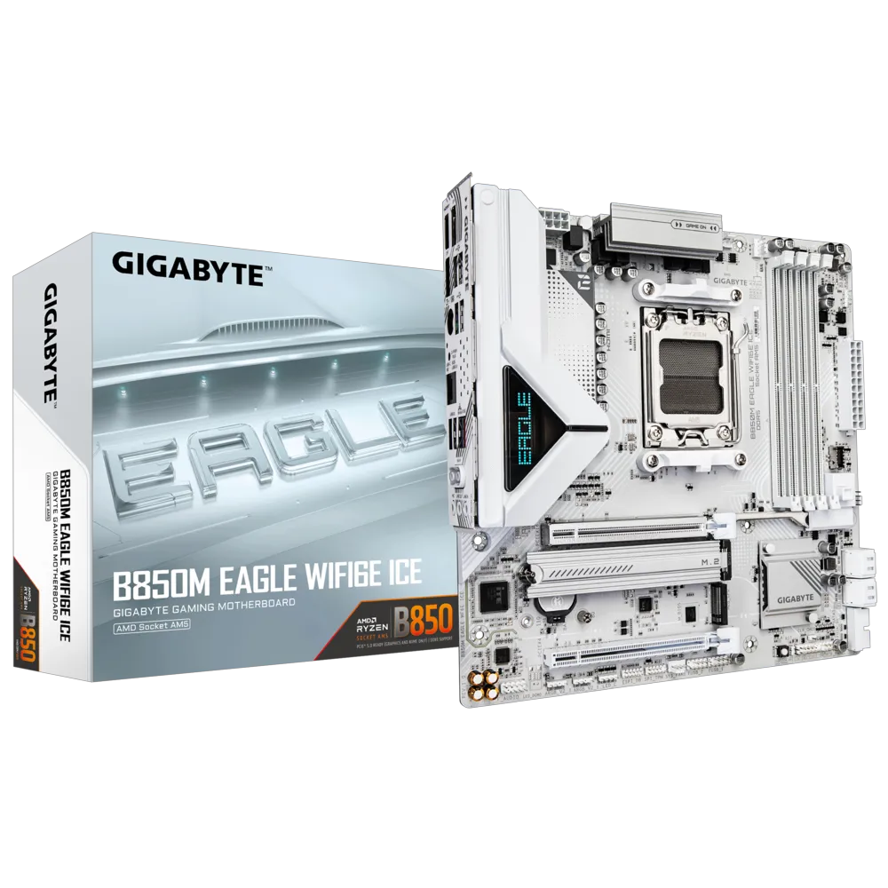 GIGABYTE B850M EAGLE WIFI6E ICE 8200MHz(OC) DDR5 AM5 DP HDMI M.2 mATX Anakart