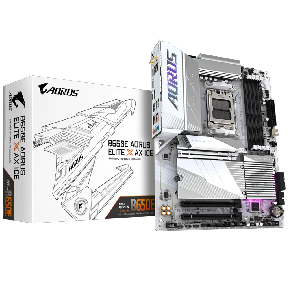 GIGABYTE B650E AORUS ELITE X AX ICE 8000MHz(OC)DDR5 Soket AM5 M.2 HDMI DP ATX Anakart