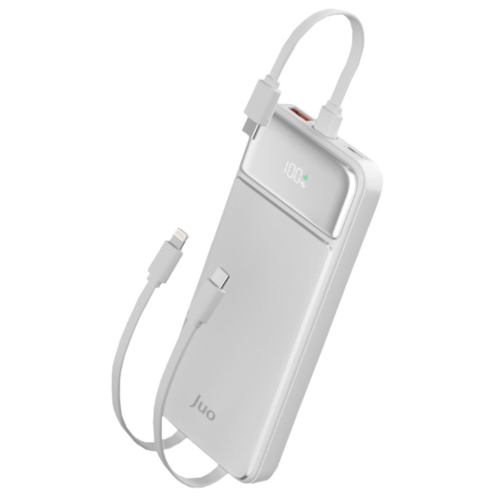 Juo JCP410-W 22.5W 10000mAH Type-C Led Ekranlı Taşınabilir Beyaz Hızlı Şarj Powerbank