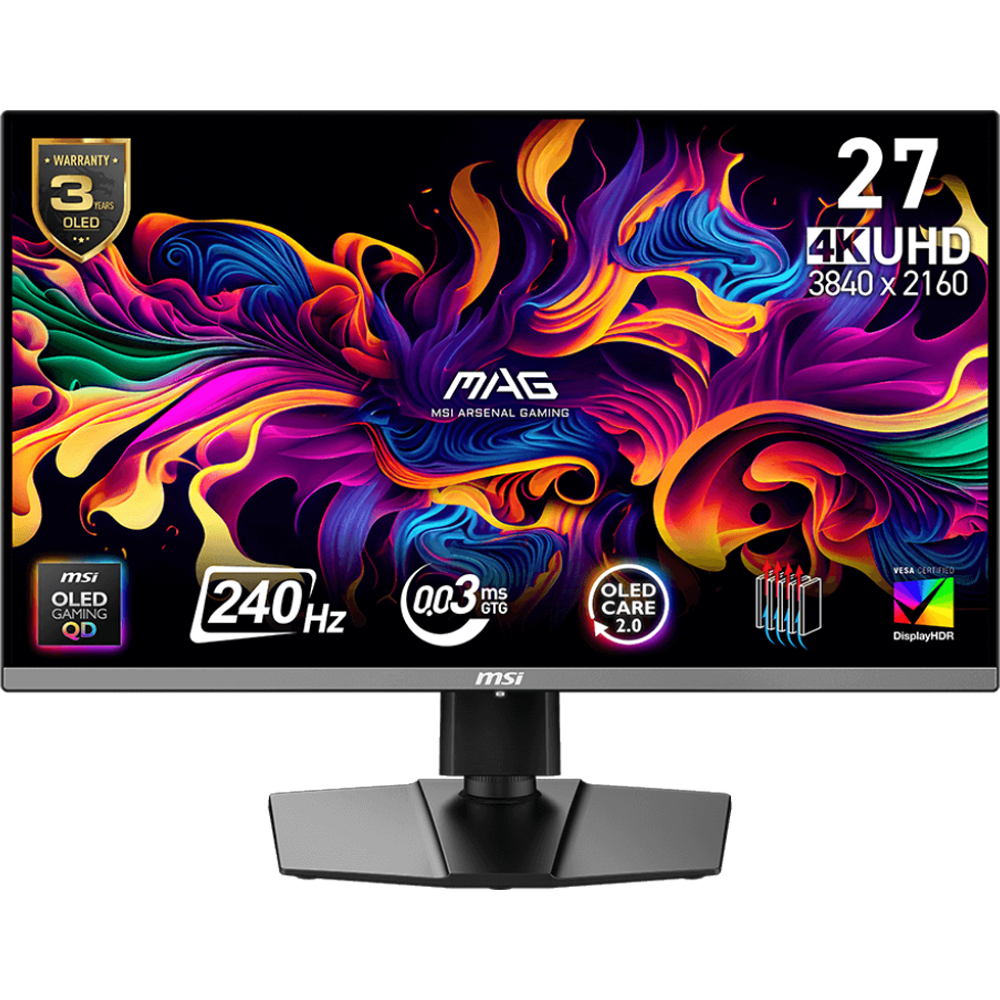 MSI MAG 272UP QD-OLED X24 27" 240Hz 0.03ms HDMI DP Type-C AdaptiveSync Pivot HDR400 UHD QD-OLED Gaming Monitör