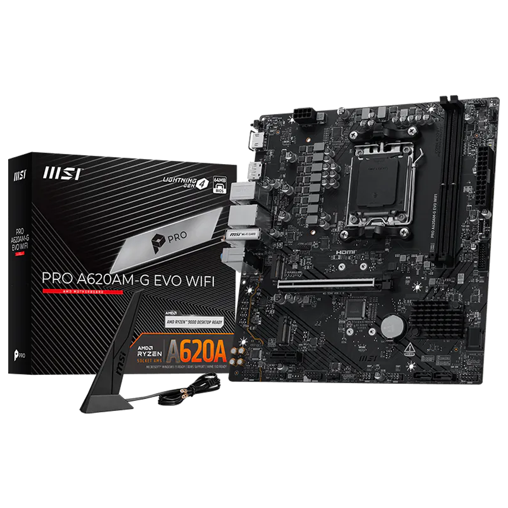 MSI PRO A620AM-G EVO WIFI 7200MHz(OC) DDR5 Soket AM5 M.2 HDMI DP mATX Anakart