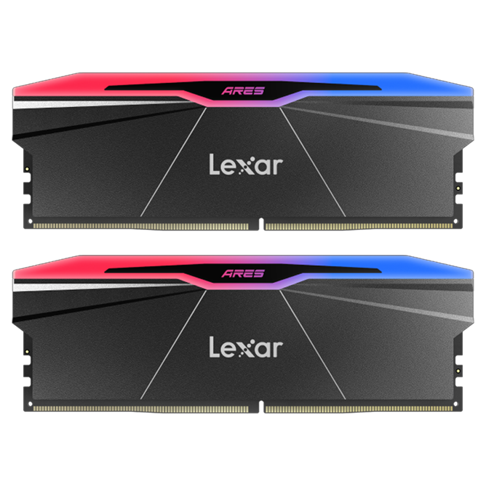 Lexar 64GB (2x32GB) ARES RGB 6400MHz CL32 XMP/EXPO DDR5 Siyah Dual Kit Ram görsel 1