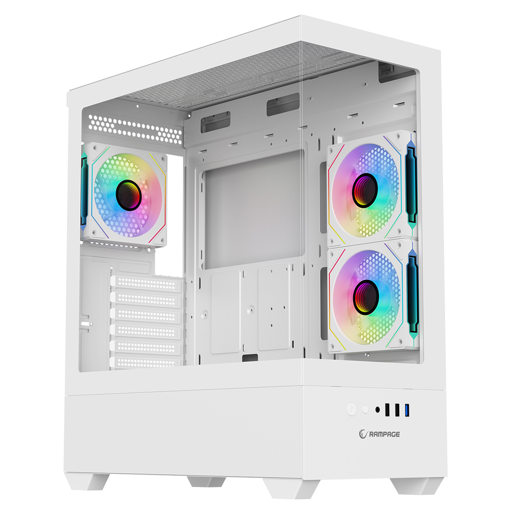 Rampage CALIBRE 750W 80+ Bronze Tempered Glass USB3.0 ARGB ATX Beyaz Gaming Kasa görsel 1