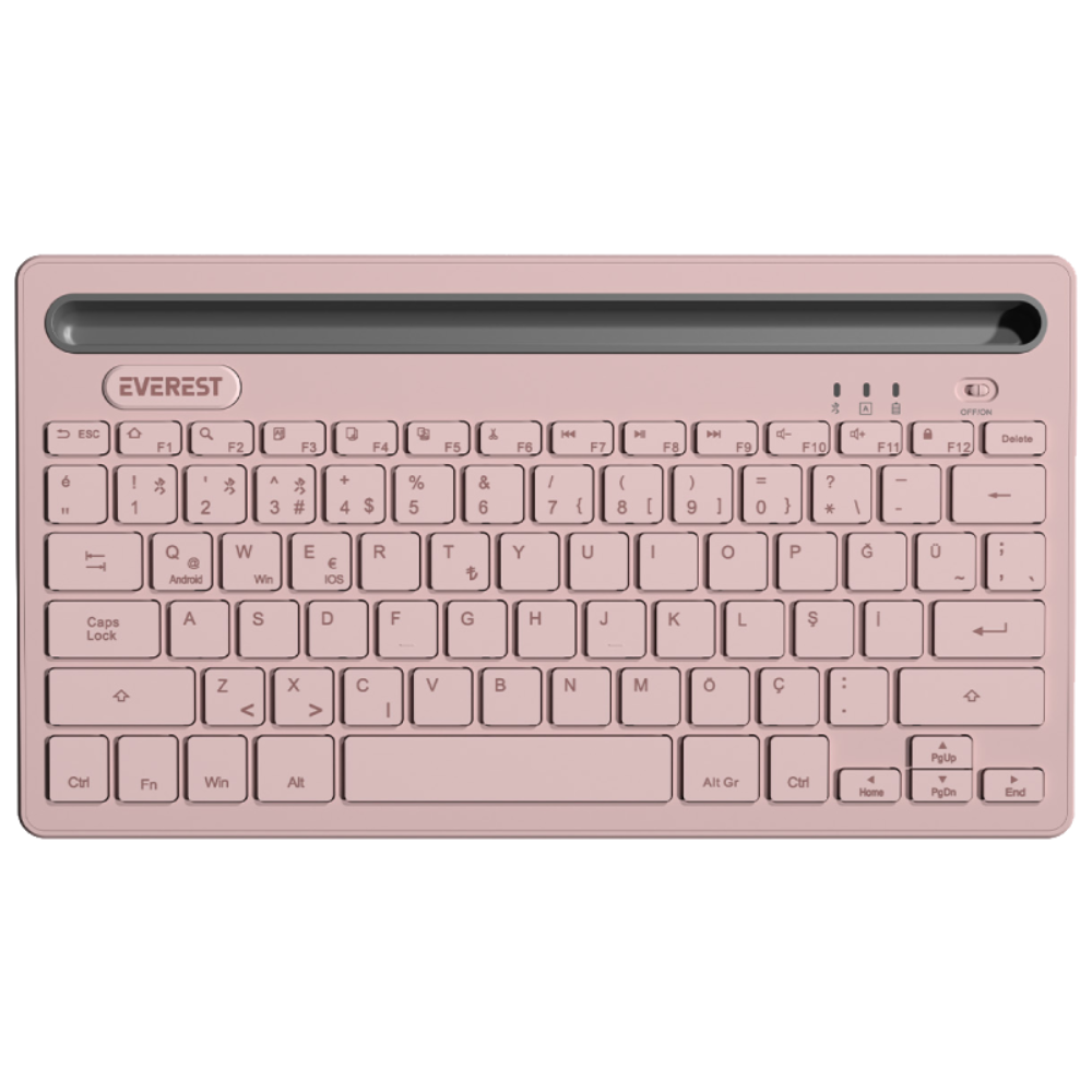 Everest KB-BT82 Pembe/Gri Kablosuz Klavye