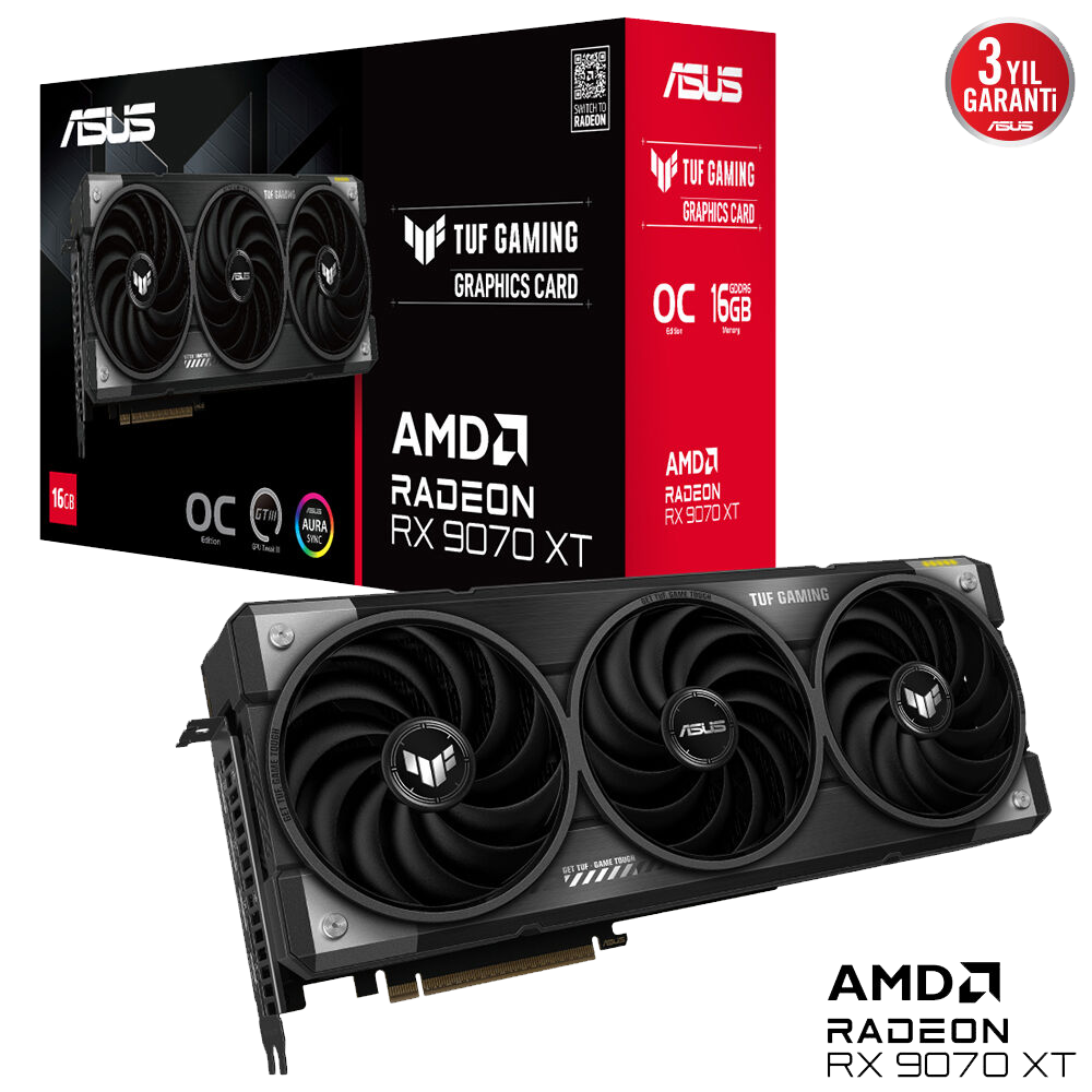 ASUS TUF Gaming Radeon RX 9070 XT OC Edition 16GB GDDR6 256 Bit Ekran Kartı