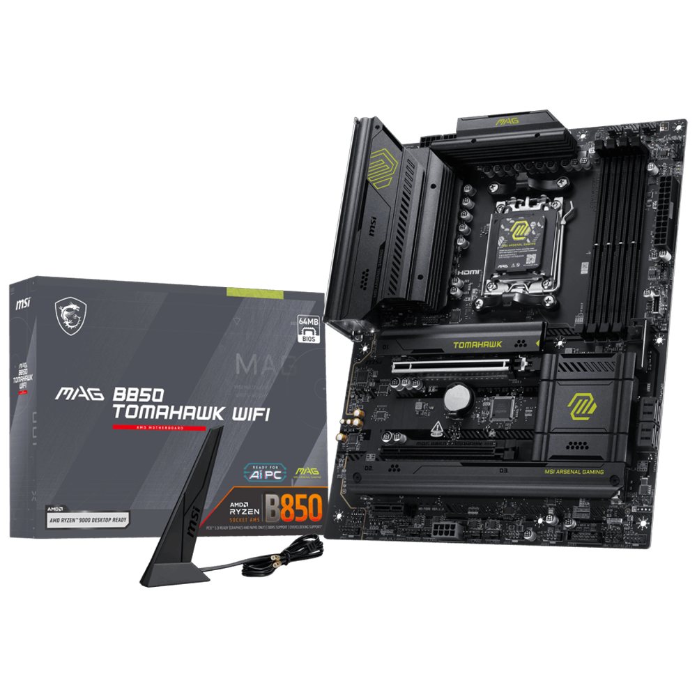 MSI MAG B850 TOMAHAWK WIFI 8200MHz(OC) DDR5 Soket AM5 M.2 HDMI ATX Anakart