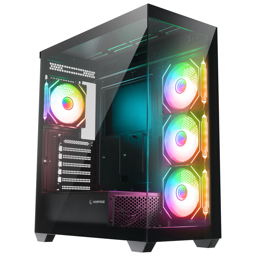 Rampage HYDRA V4 750W 80+ Bronze Tempered Glass USB3.0 RGB ATX Siyah Gaming Kasa görsel 1