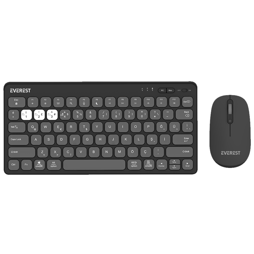 Everest KM-BT903 LUMI Gri Kablosuz Klavye Mouse Set