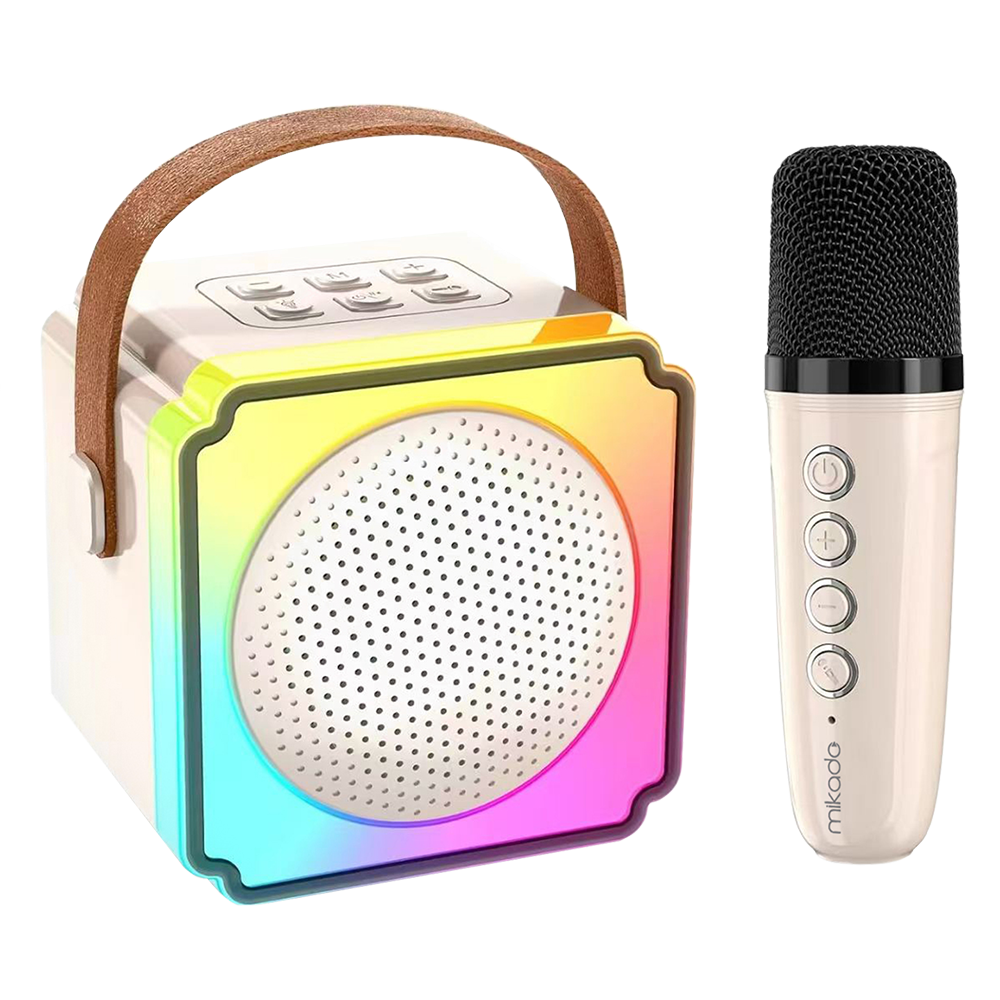 MIKADO MD-61BT Artemis 5W RGB 1200mAh Bluetooth Krem Mikrofonlu Karaoke Taşınabilir Hoparlör