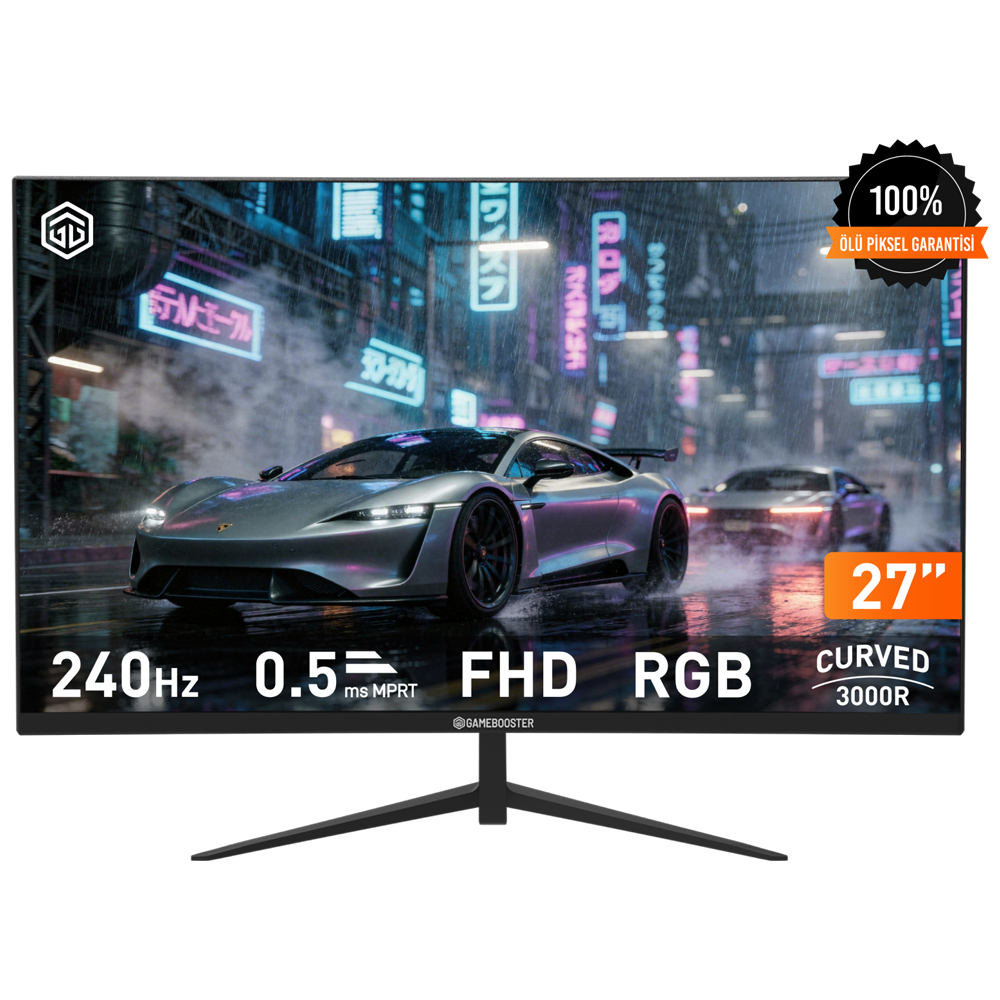 GameBooster Lyris FF24 27'' 240Hz 0.5ms HDMI DP Adaptive Sync HDR Ready FHD VA Curved 3000R Gaming Monitör