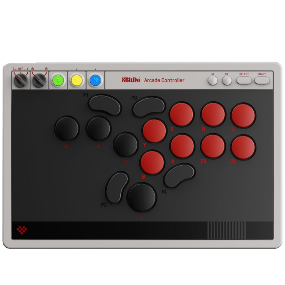 8BitDo All Button Arcade Stick (Switch/Switch 2 ve Windows için) Mekanik Switch 2.4 G Kablosuz Siyah Gamepad