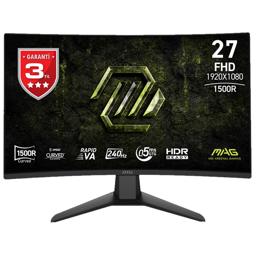 MSI MAG 274CF X24 27" 240Hz 1ms HDMI DP FreeSync Premium HDR Ready FHD Rapid VA Curved 1500R Gaming Monitör