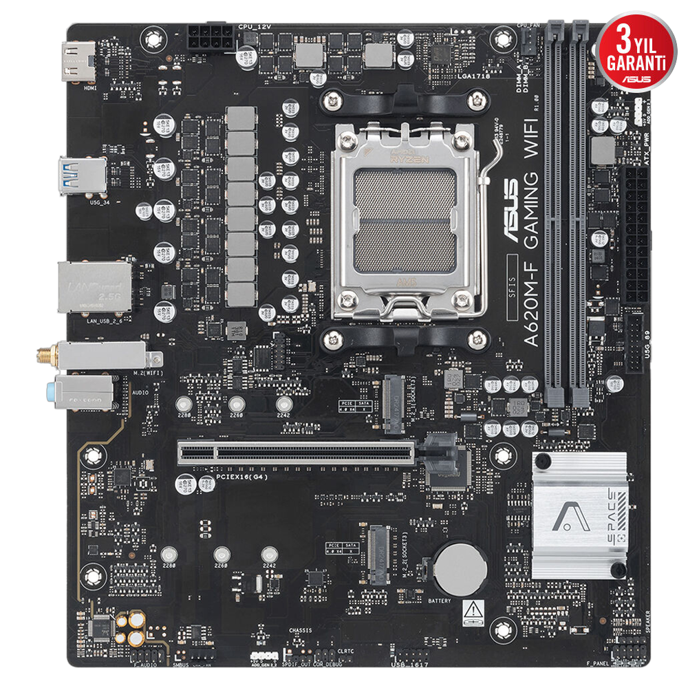 ASUS PRIME A620M-F GAMING WIFI 8000MHz DDR5 Soket AM5 M.2 HDMI mATX Anakart