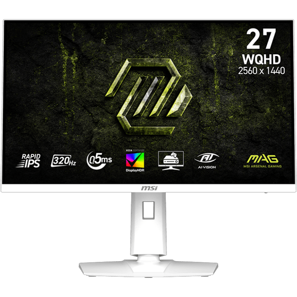 MSI MAG 274QRFW X32 27" 320Hz 0.5ms HDMI DP G-Sync HDR400 Pivot WQHD Rapid IPS Beyaz Gaming Monitör