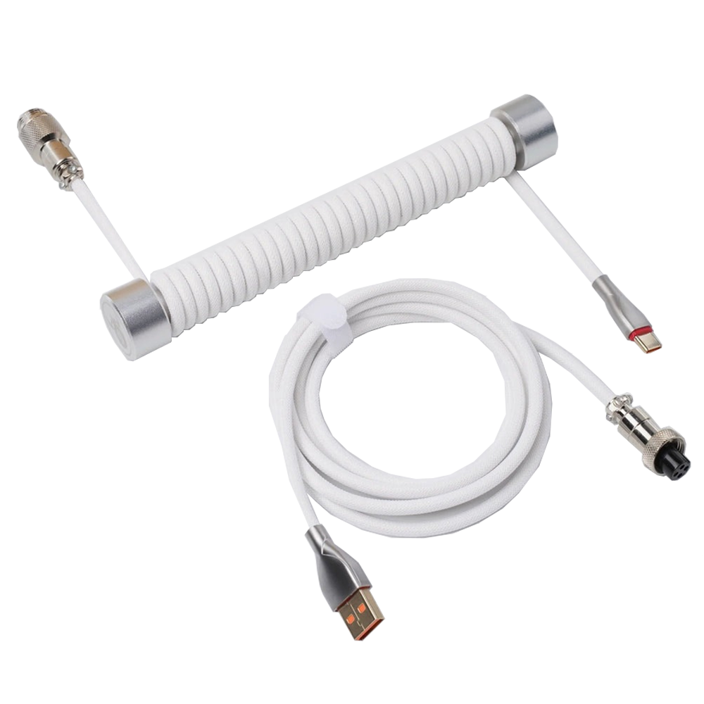 GravaStar Sarmal Aviator USB Type-C Mekanik Klavye Uyumlu Beyaz Oyuncu Kablosu 1.85m