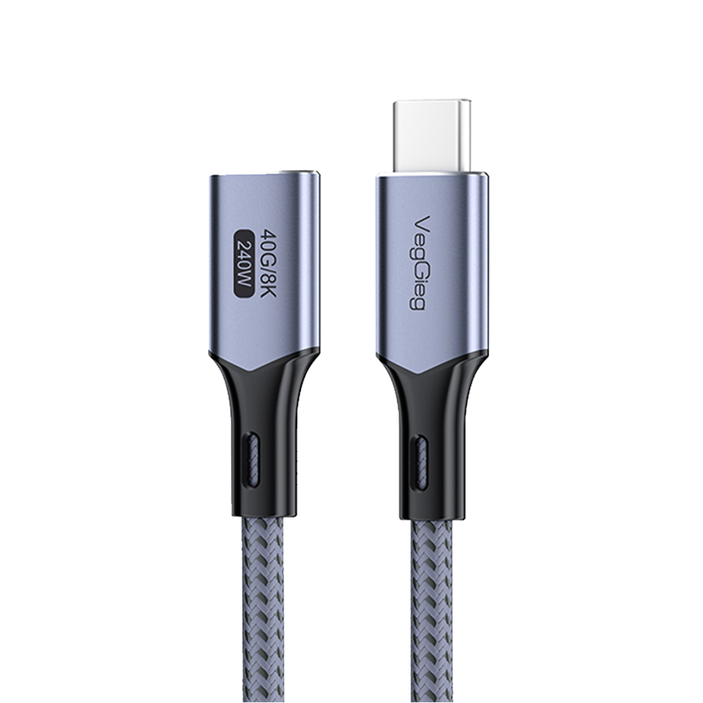 VegGieg USB 4.0 E-Mark 240W 40Gbps Thınderbolt 4 8K 60Hz Type-C Uzatma Kablosu 1 Metre