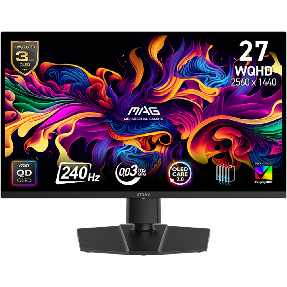 MSI MAG 271QP QD-OLED X24 26.5" 240Hz 0.03ms HDMI DP Adaptive Sync Pivot HDR400 WQHD QD-OLED Gaming Monitör