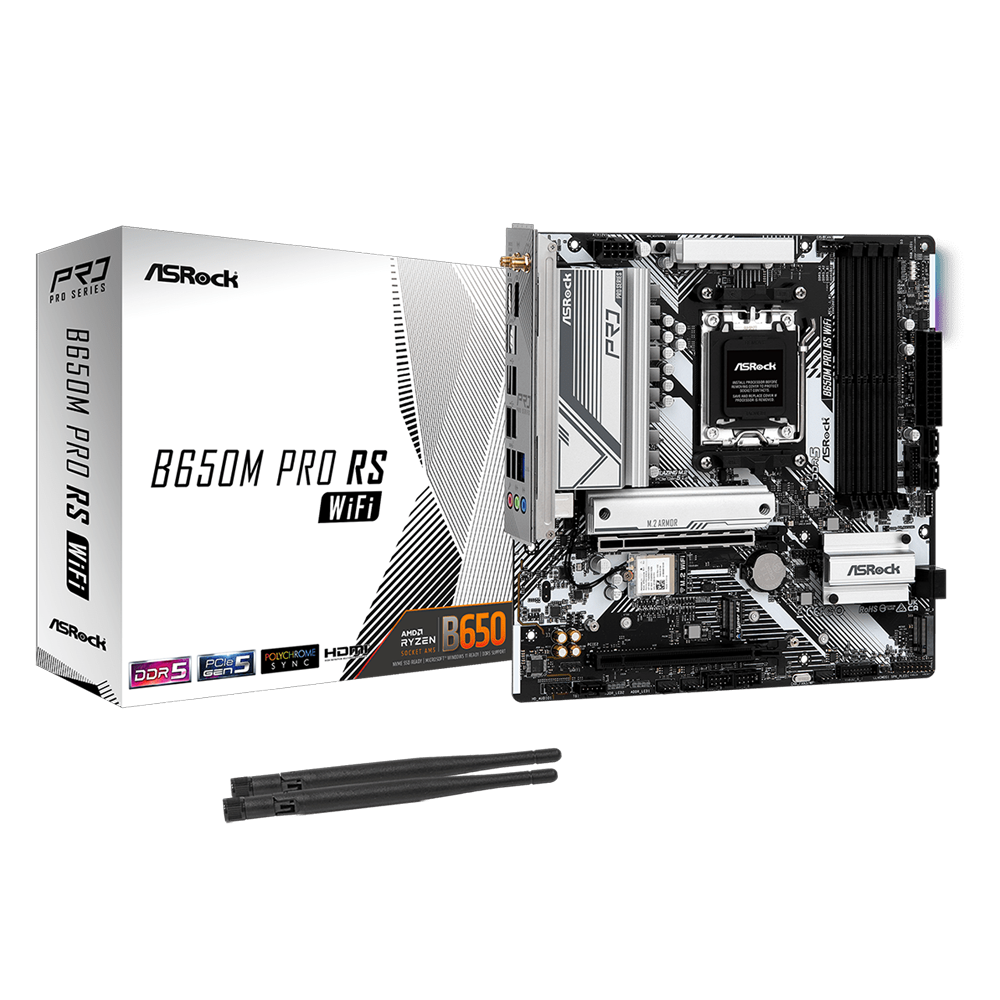 ASROCK B650M Pro RS WIFI 7200MHz DDR5 Soket AM5 M.2 USB 3.2 HDMI mATX Anakart