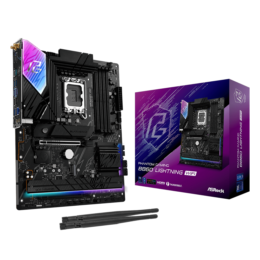 ASROCK B860 Lightning WIFI 8933MHz DDR5 Soket 1851 M.2 USB 3.2 HDMI ATX Anakart