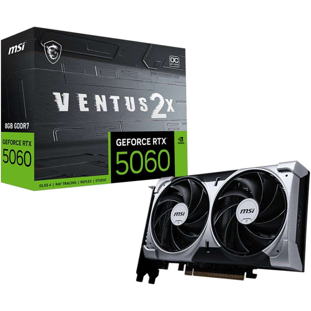 MSI GeForce RTX 5060 VENTUS 2X BLACK 8GB OC GDDR7 DLSS 4 128 Bit Ekran Kartı görsel 1