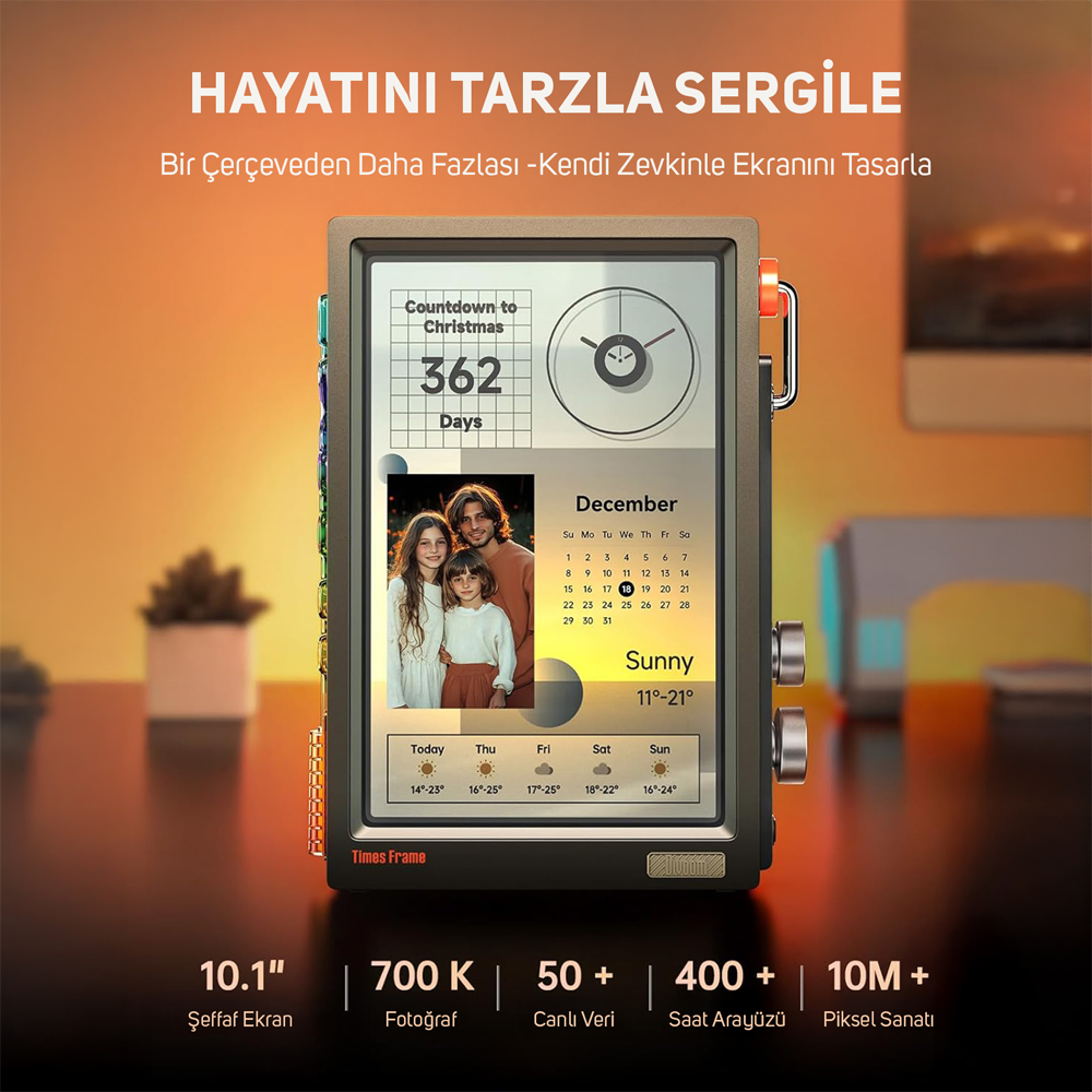  Divoom Times Frame 10.1" 64GB Akıllı Kişiselleştirilebilir RGB LED IPS Siyah Dijital Çerçeve