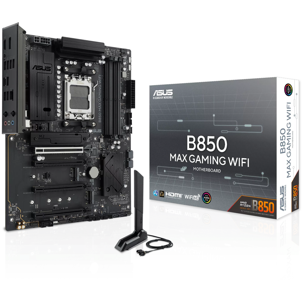 ASUS B850 MAX GAMING WIFI 8400MHz(OC) DDR5 Soket AM5 M.2 HDMI DP ATX Anakart görsel 1