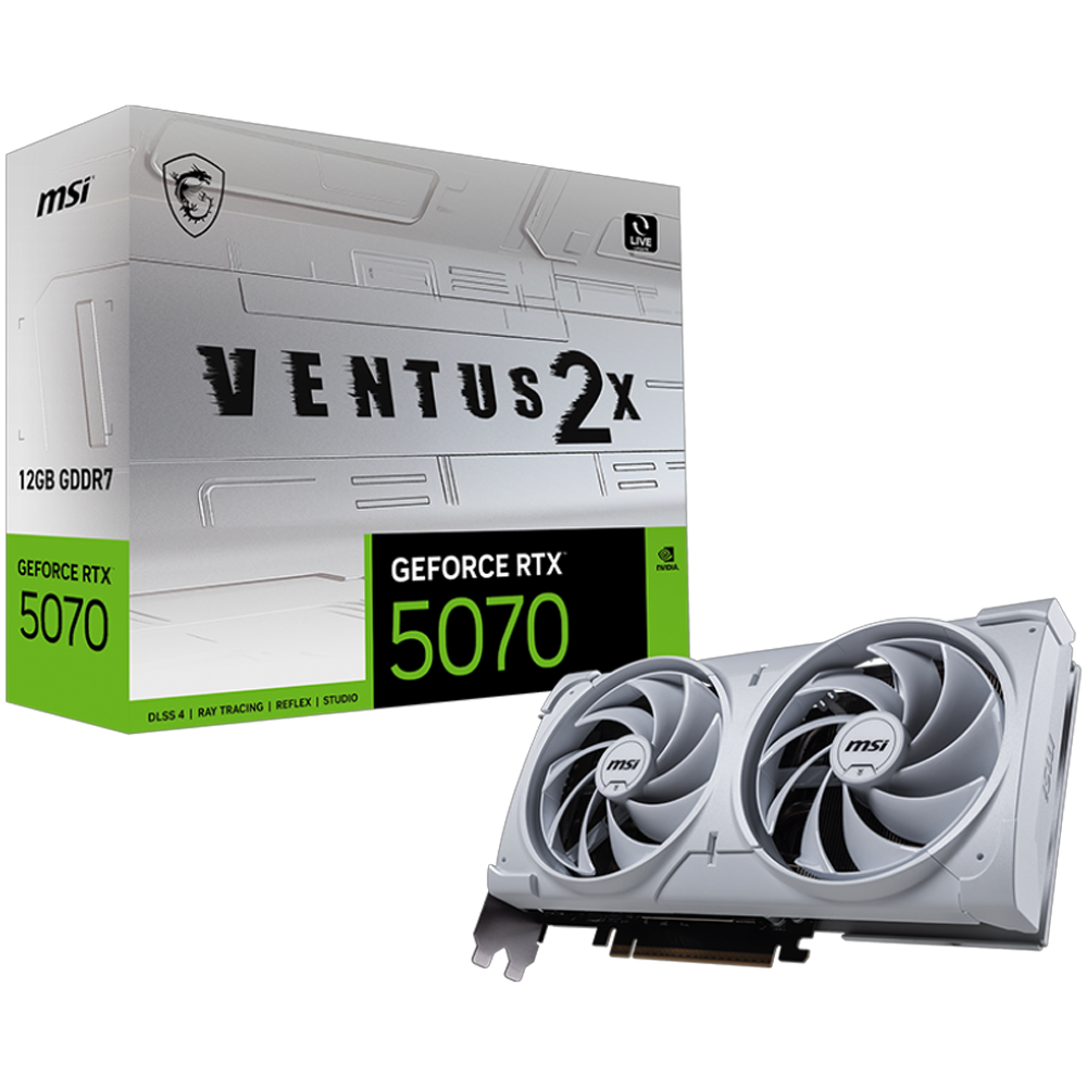 MSI GeForce RTX 5070 12G VENTUS 2X WHITE GDDR7 DLSS 4 192 Bit Ekran Kartı görsel 1