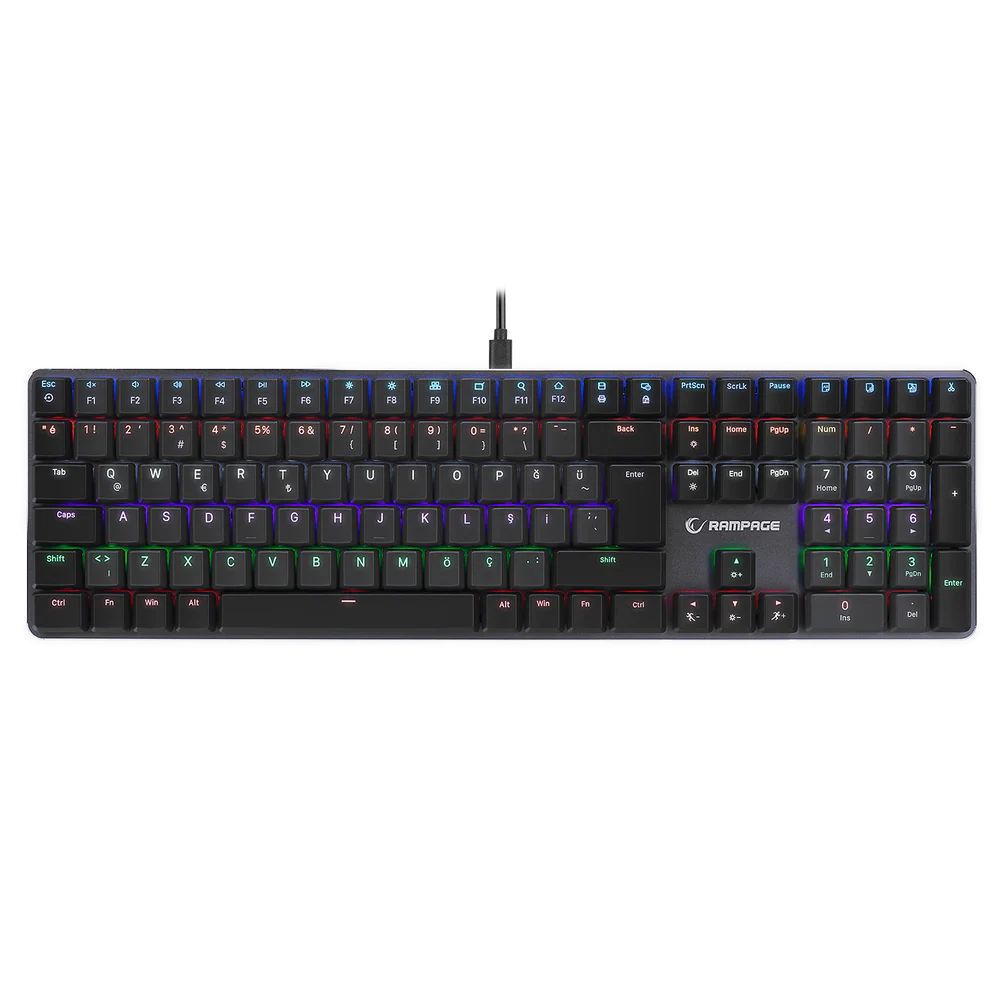 Rampage GRANITE PRO Red Switch RGB Siyah/Gri Kablolu Gaming Klavye