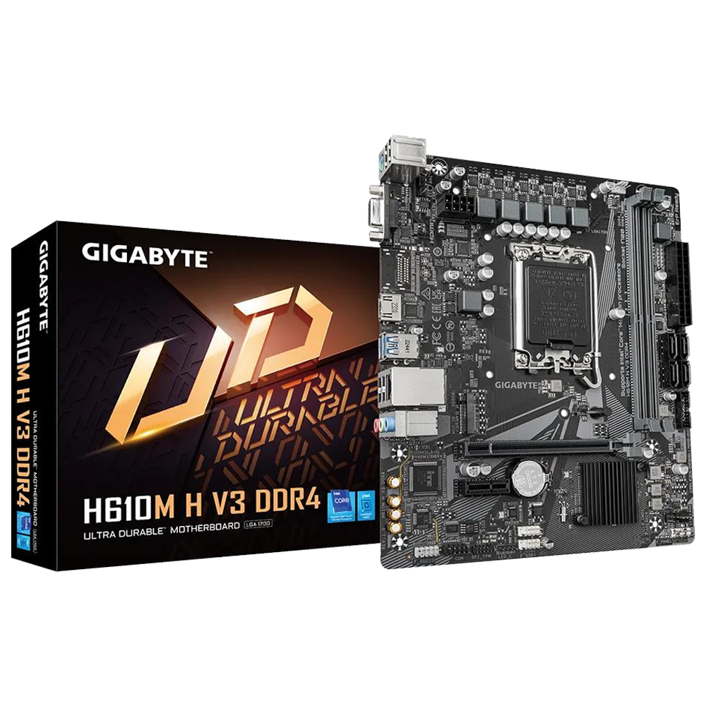 GIGABYTE H610M H V3 3200MHz DDR4 Soket 1700 M.2 USB 3.2 HDMI D-Sub mATX Anakart
