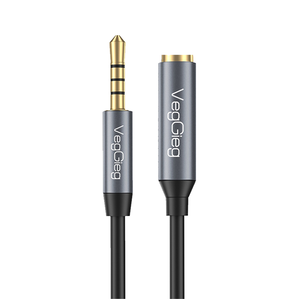 VegGieg 3.5mm TRRS AUX Kulaklık Mikrofon Ses Uzatma Kablosu 1Metre