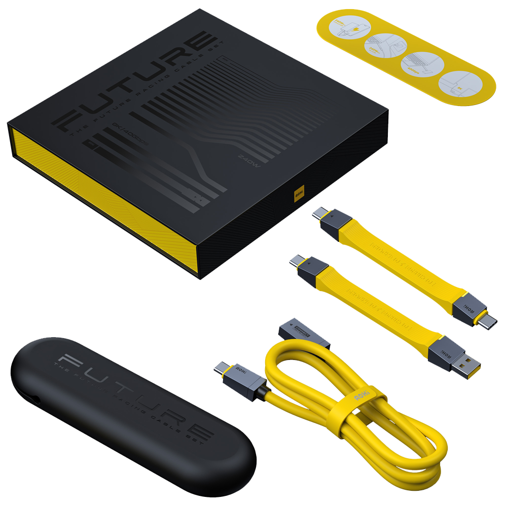 AOHI The Future 4-in-1 USB-C to USB-C Modüler Uzayabilen 1m 40Gbps 8K Destekli 240W PD 3.1 USB4 Süper Hızlı Şarj/Data Kablo Seti
