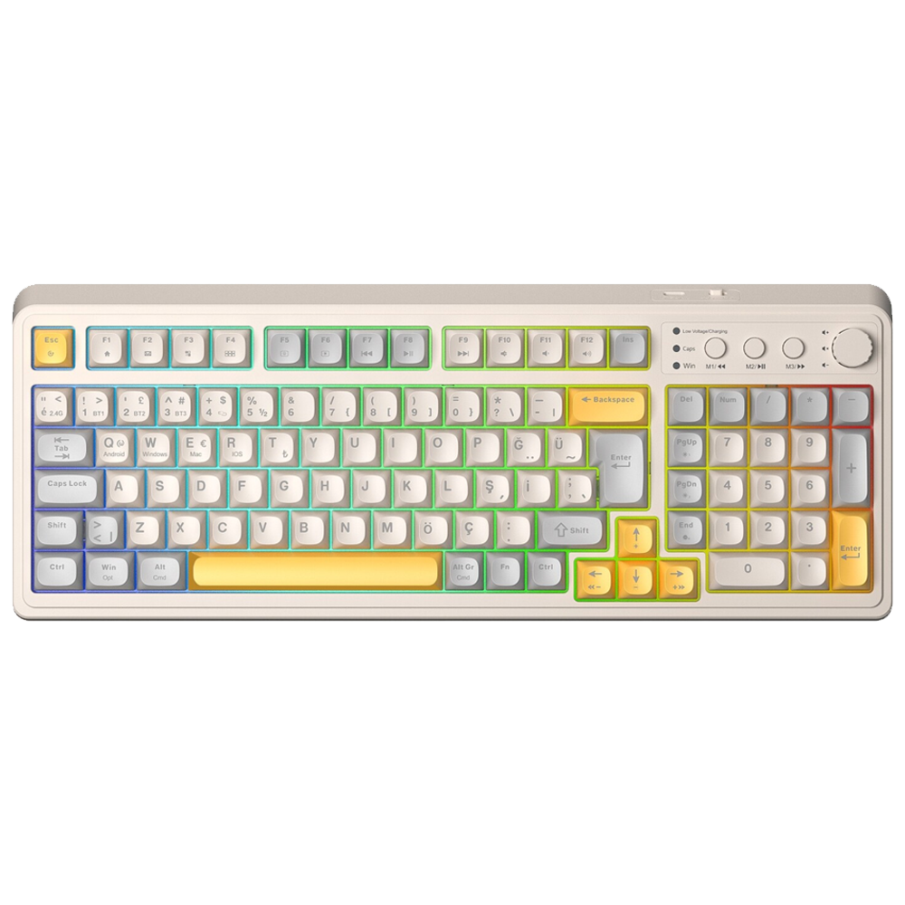 Aula S99 Retro RGB Sarı Kablosuz Gaming Klavye