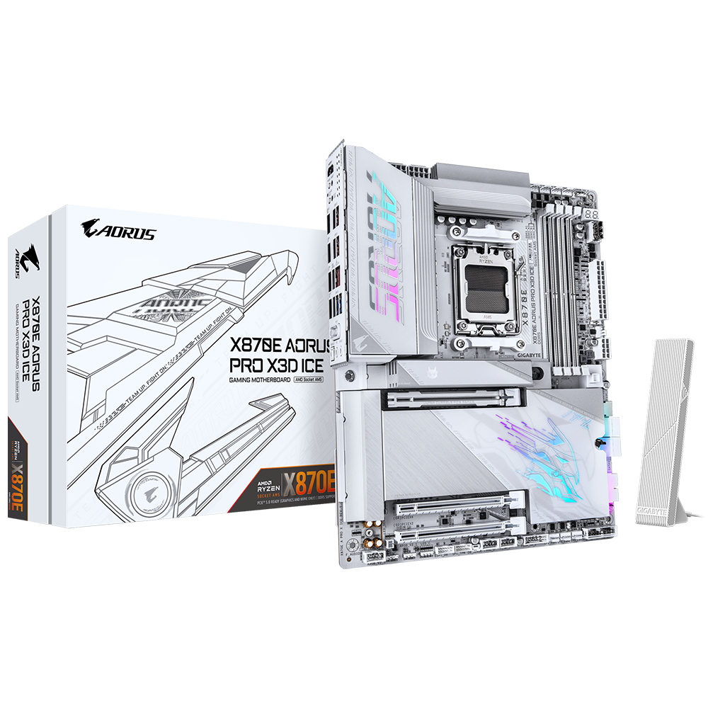GIGABYTE X870E AORUS PRO X3D ICE 9000MHz(OC) DDR5 Soket AM5 M.2 HDMI ATX Anakart