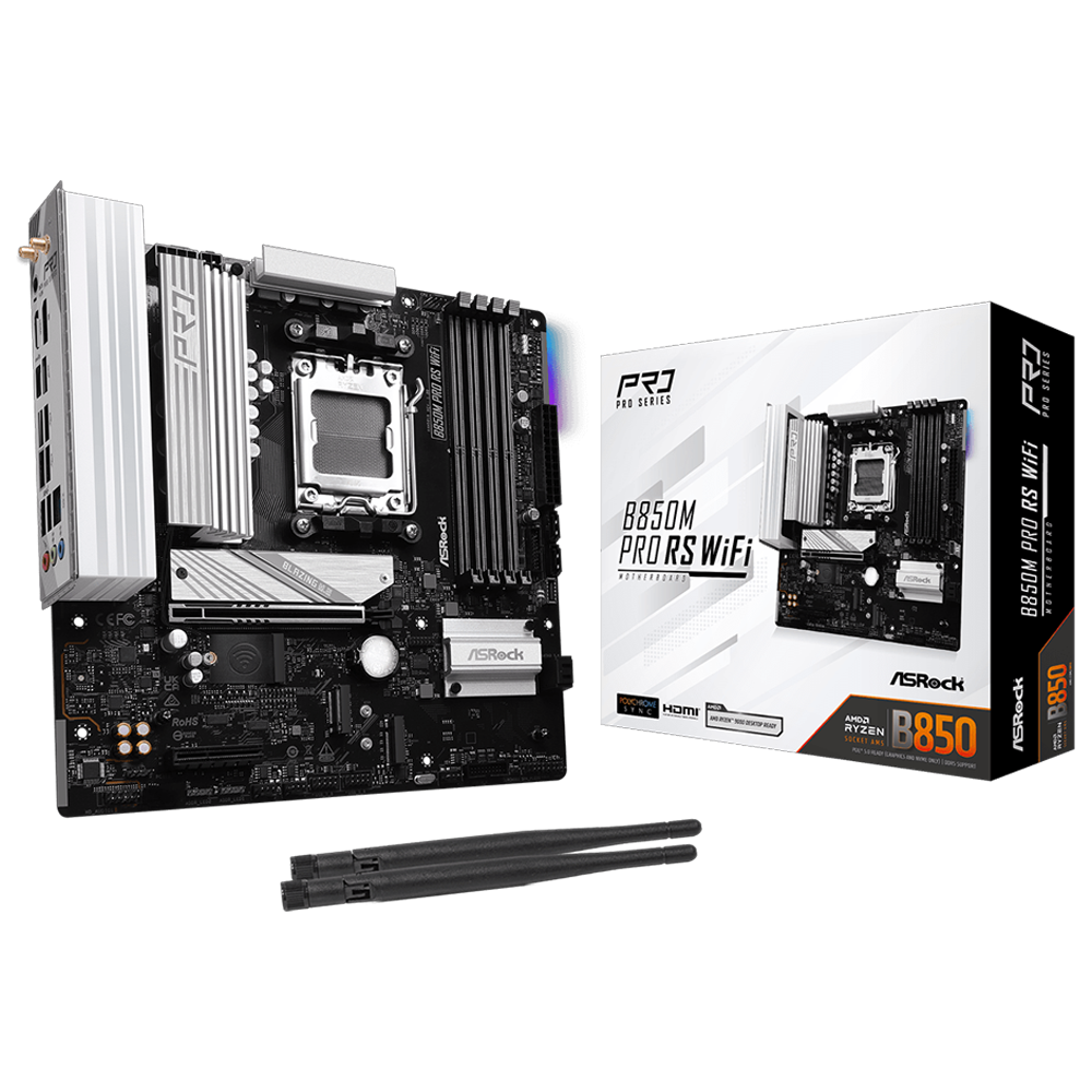 ASROCK B850M PRO RS WIFI 8000MHz(OC)DDR5 Soket AM5 M.2 USB 3.2 HDMI mATX Anakart
