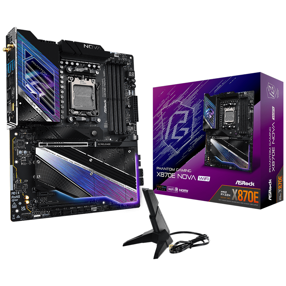 ASROCK X870E NOVA WIFI 8200MHz(OC)DDR5 Soket AM5 M.2 USB 3.2 HDMI ATX Anakart görsel 1
