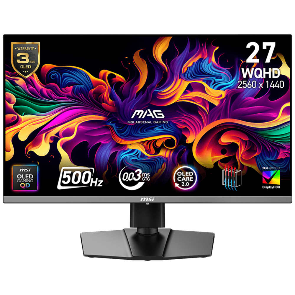 MSI  MAG 272QP QD-OLED X50 26.5 " 500Hz 0.03ms HDMI DP Type-C 15W AMD FreeSync Premium Pro Flat HDR500 WQHD QD-OLED Gaming Monitör
