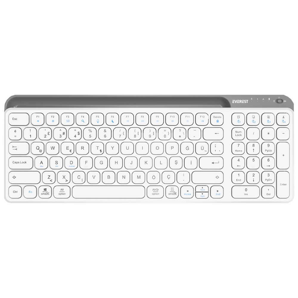Everest KB-BT90 Beyaz/Gri Kablosuz Klavye