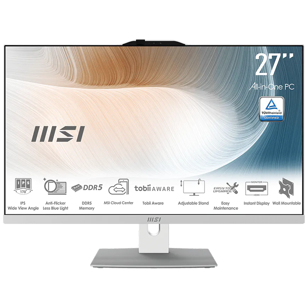 MSI MODERN AM272P 1M-1095XEU Core 7 Processor 150U 16GB DDR5 1TB SSD 27" FHD Beyaz AIO Masaüstü PC