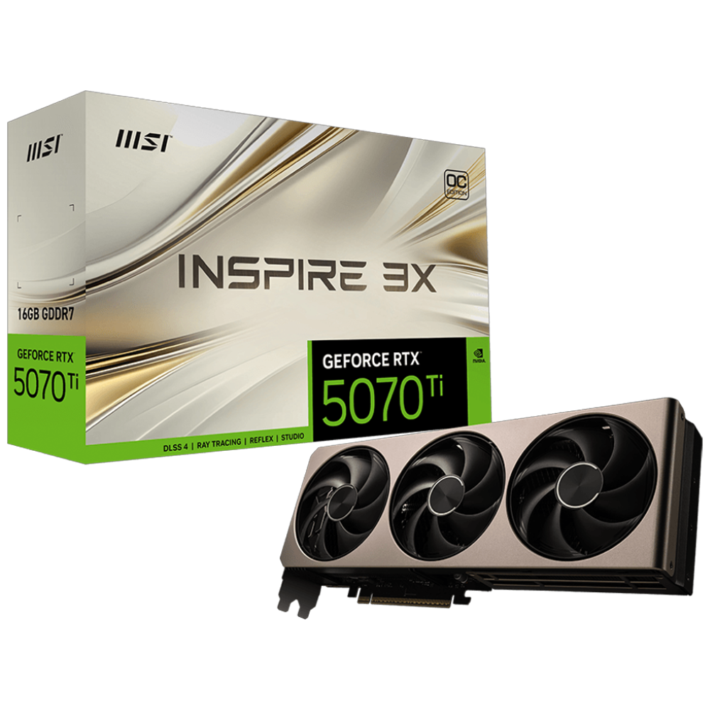MSI GeForce RTX 5070 Tİ INSPIRE 16G 3X OC GDDR7 DLSS 4 256 Bit Ekran Kartı görsel 1
