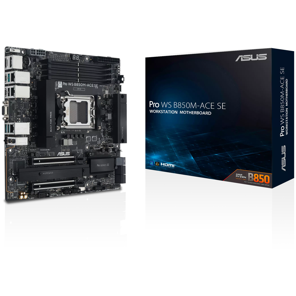 ASUS PRO WS B850M ACE SE 8000MHz(OC) DDR5 Soket AM5 HDMI DP M.2 mATX Anakart