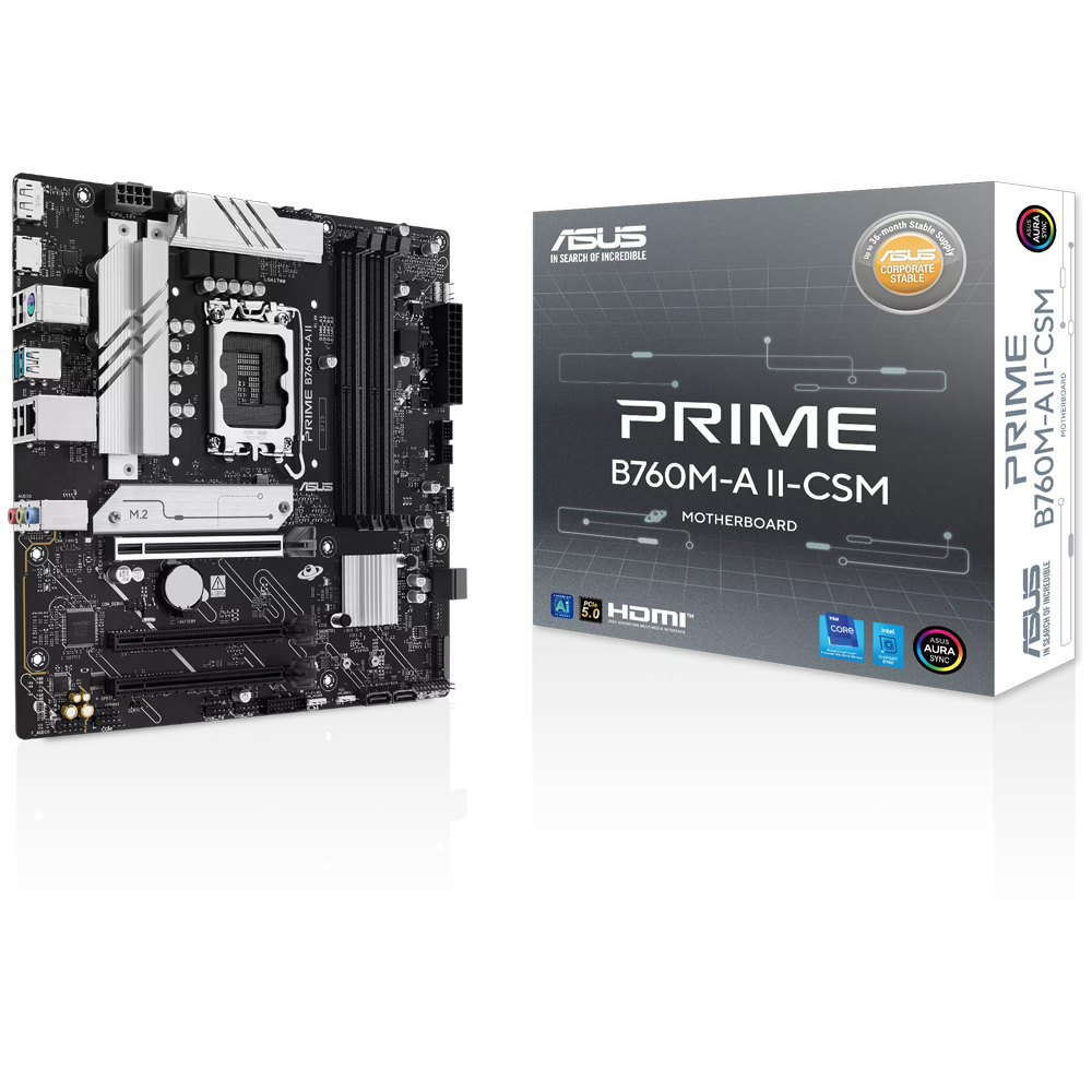 ASUS PRIME B760M-A II CSM 7200MHz(OC) DDR5 Soket 1700 M.2 HDMI DP mATX Anakart görsel 1