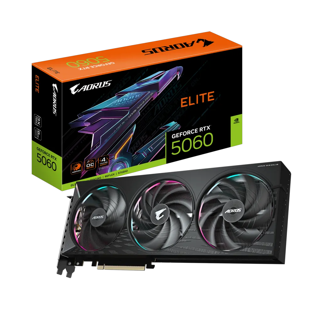 GIGABYTE AORUS GeForce RTX 5060 ELITE 8G GDDR7 DLSS 4 128 Bit Ekran Kartı